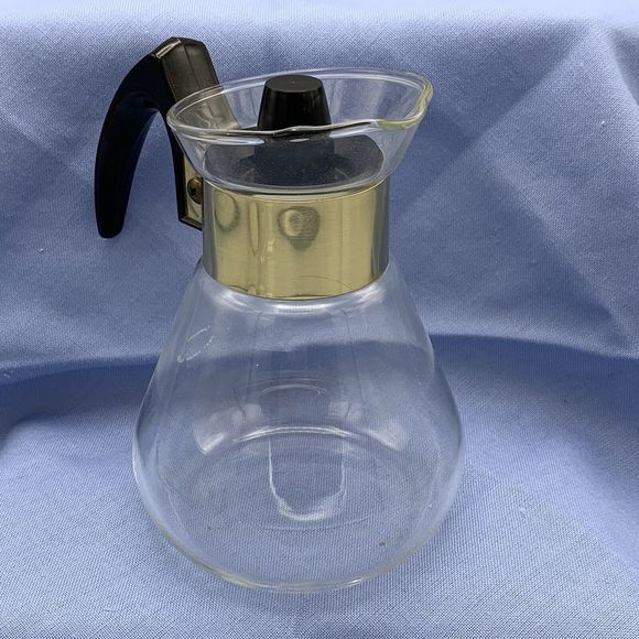 Vtg MCM Corning Ware Small Heat Proof Glass Coffee Carafe Tea Pot 2 Cups Clear - Picture 9 of 12